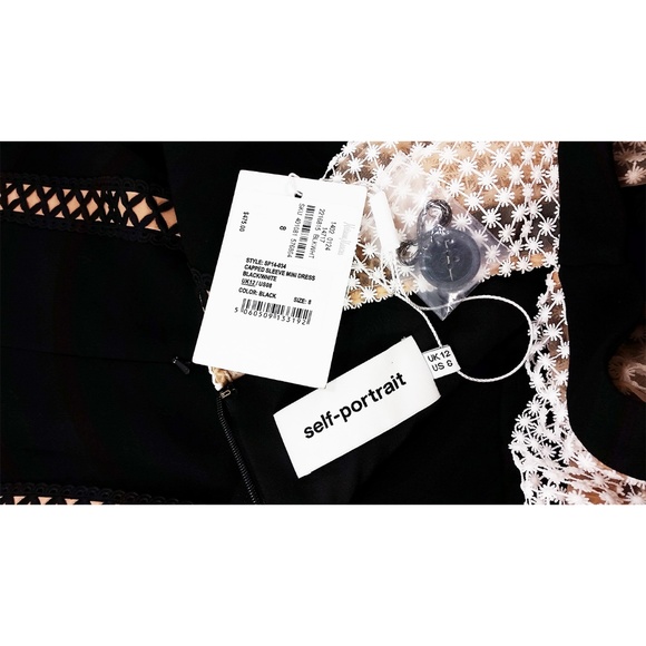 SELF-PORTRAIT Monochrome Cape Mesh Lace Mini - Picture 6 of 7